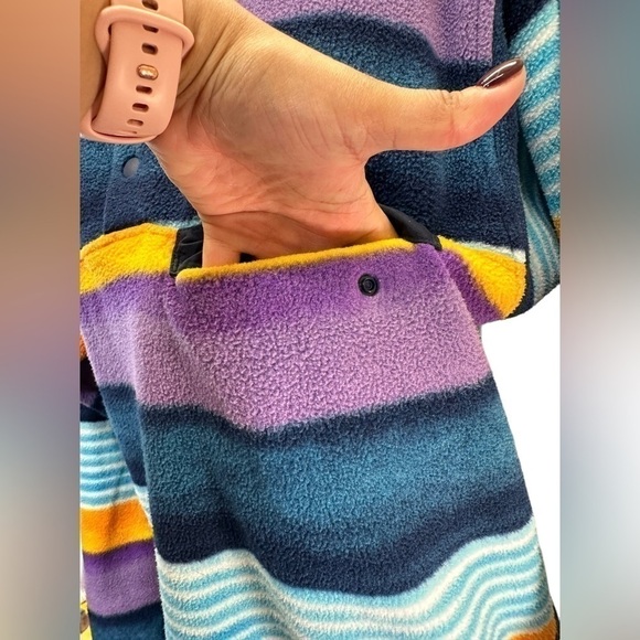 Patagonia sweater lightweight synchilla snap-t fleece-fitz stripe/navy blue - Picture 8 of 9